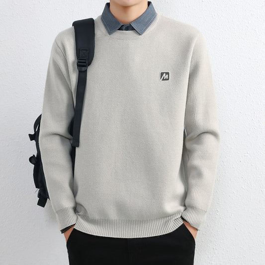 Simple Fake Two Pieces Sweaters Men