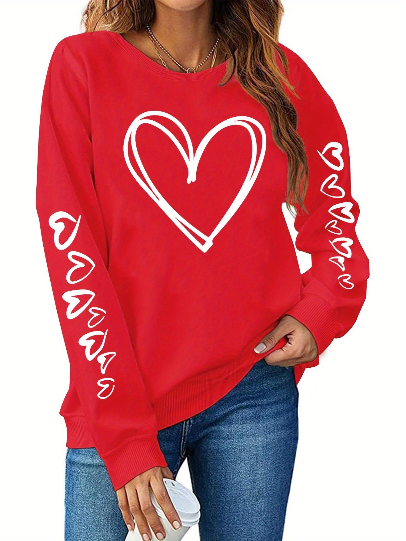 Valentine's Day Comfortable Plus Size Red Sweatshirt