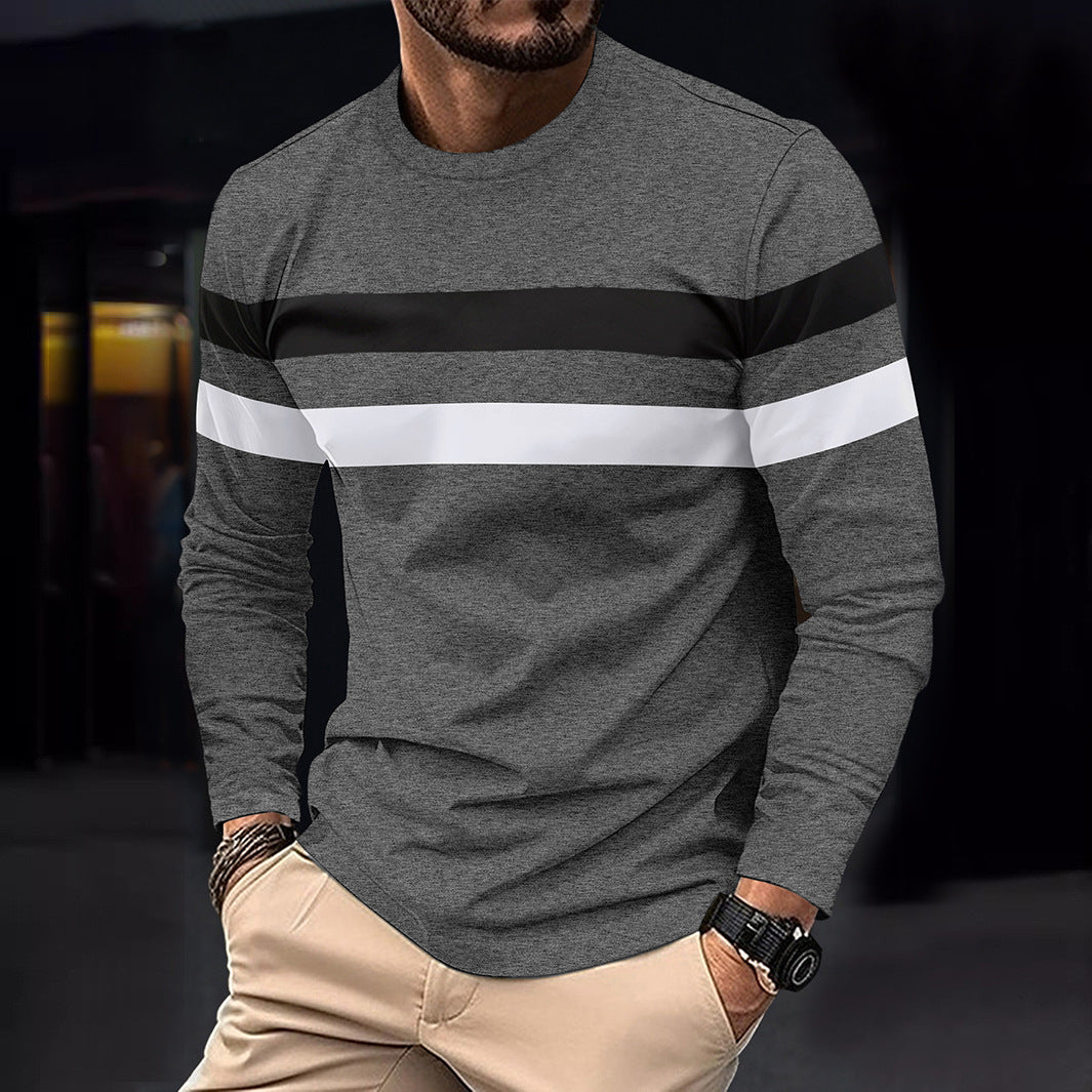 Men's Casual Round Neck Long Sleeve T-shirt Top